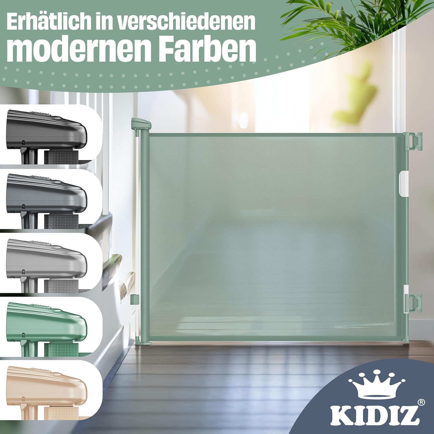 KIDIZ® Verstelbaar Traphekje - Veiligheidshekje - tot 180cm - Groen