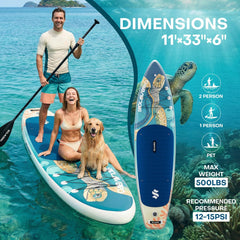 Sup Board - Opblaasbaar Paddle Board - 190kg - Blauw/Bruin - SOLAVERO