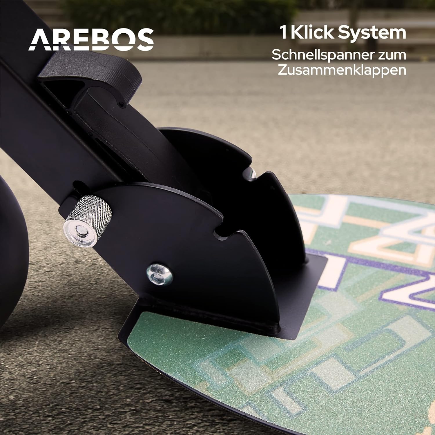 Arebos Cityroller groene scooter in hoogte verstelbaar | inklapbaar | incl. draagriem | XXL wielen | traprem | voor kinderen en volwassenen | tot 100 kg belastbaar | kickscooter | kickscooter