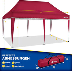 Tillvex® Partytent - 3x6m - Paviljoen - Easy Up - Rood •
