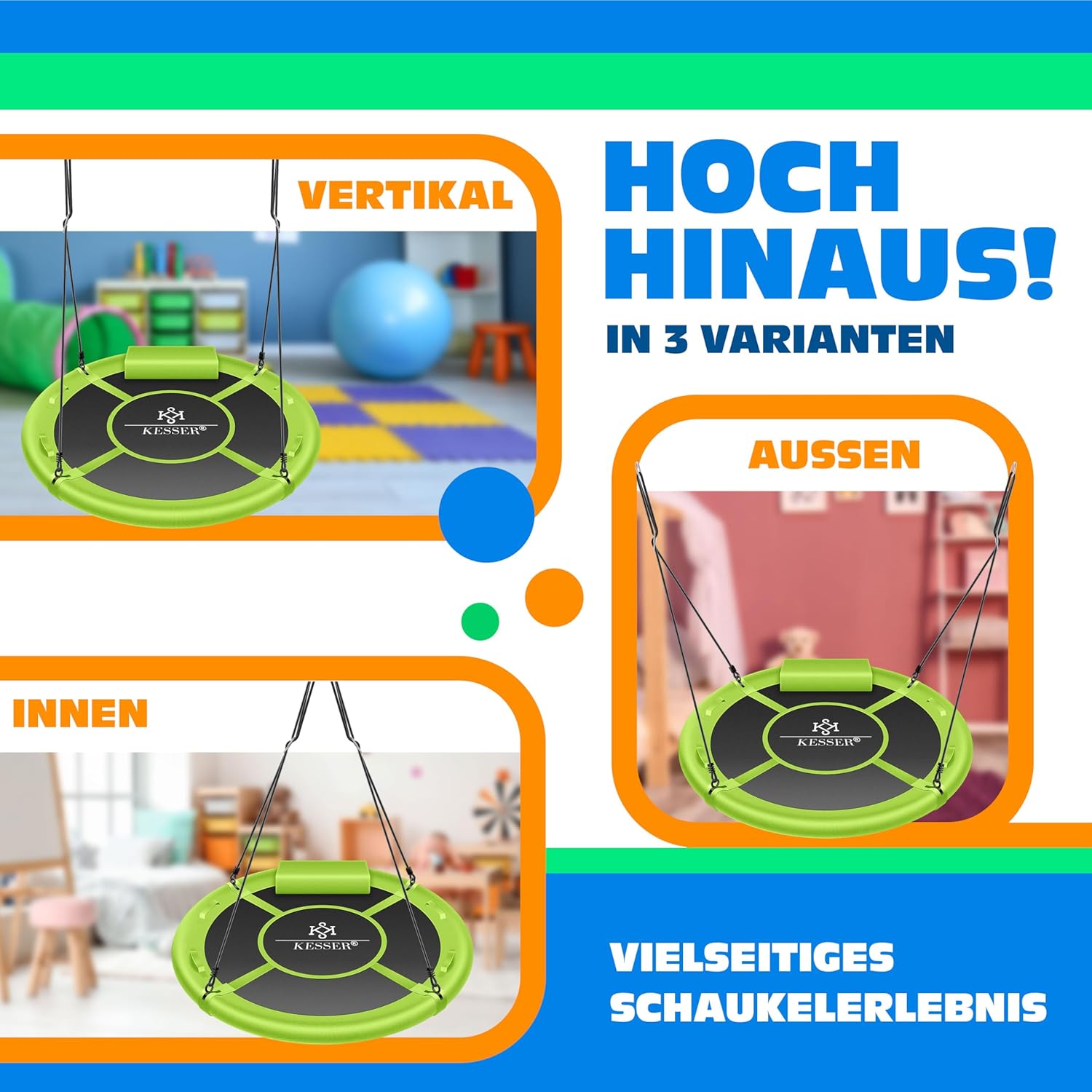 KESSER® Hangschommel - Nestschommel - Ø120cm - Groen