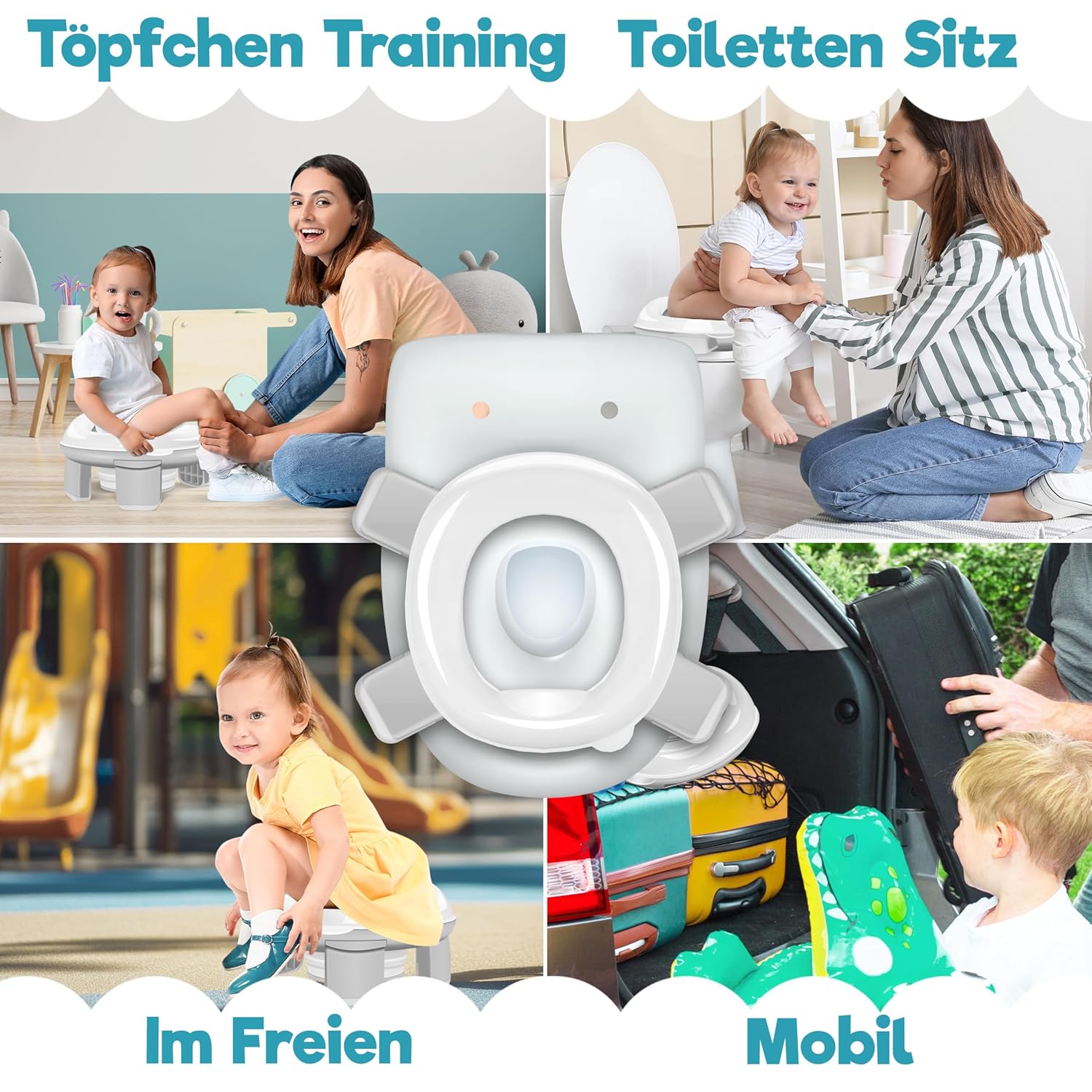 KIDIZ® Toiletbril voor kinderen - Kindertoiletbril - WC verkleiner - Grijs