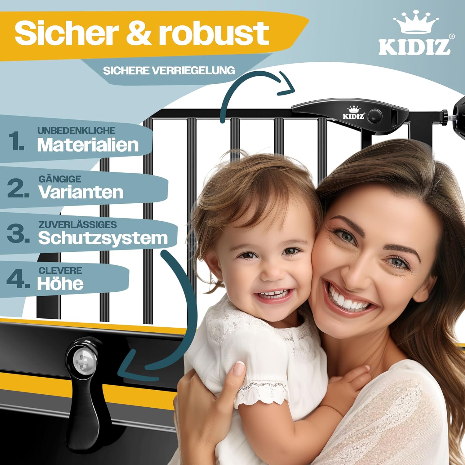 KIDIZ® Traphekje zonder boren - Veiligheidshekje - 74-87cm - Zwart •