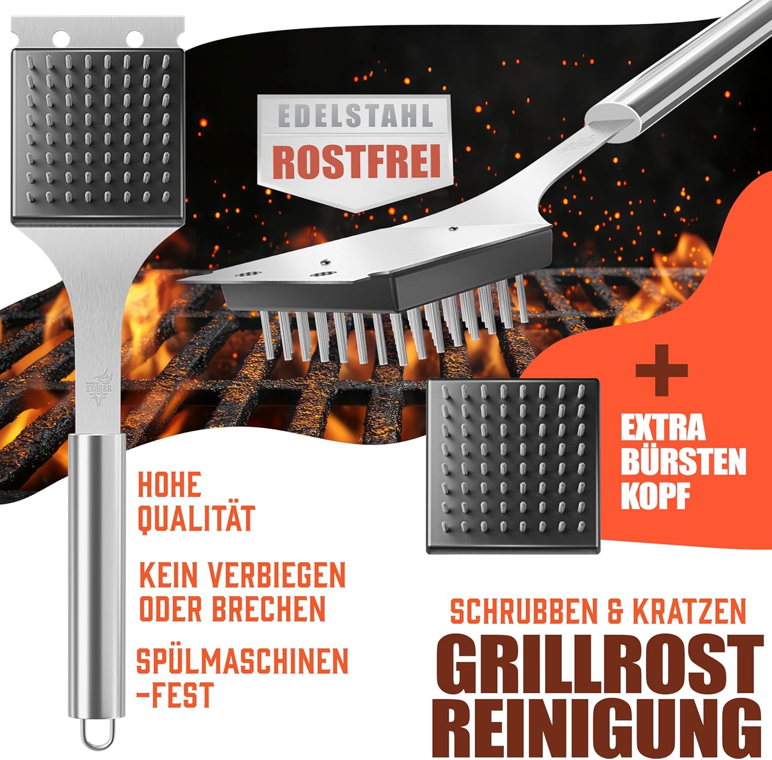 KESSER® Barbecuebestekset, 37-delig, van roestvrij staal, grillset met grilltang, grillspatel, grillvork, grillspies, thermometer, kurkentrekker, grillmat en tas