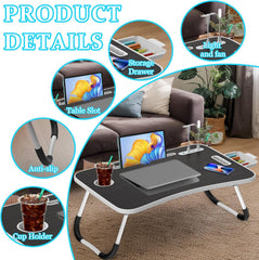 Bedtafel - Laptoptafel - Bank tafeltje - Ontbijttafeltje - 60x40x28 cm - Zwart - ST