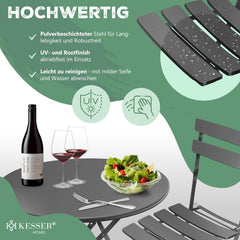 KESSER® Bistroset 2 Persoons - Tuinstoelen - Tuinset - Antraciet