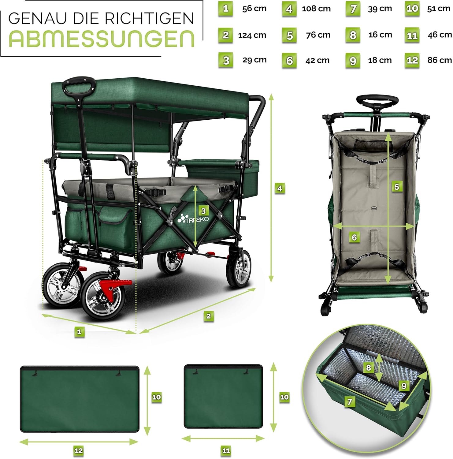 TRESKO® Bolderkar - Opvouwbaar - Bolderwagen - Groen