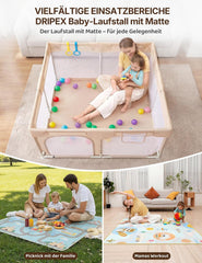 Grondbox - Baby box - Kinderbox - Babybox - Speelbox - 124x124 cm - Bruin - Dripex