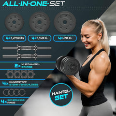 Dumbells set - Gewichten set - Halterset - Verstelbaar - 20 kg - Zwart - RE:SPORT