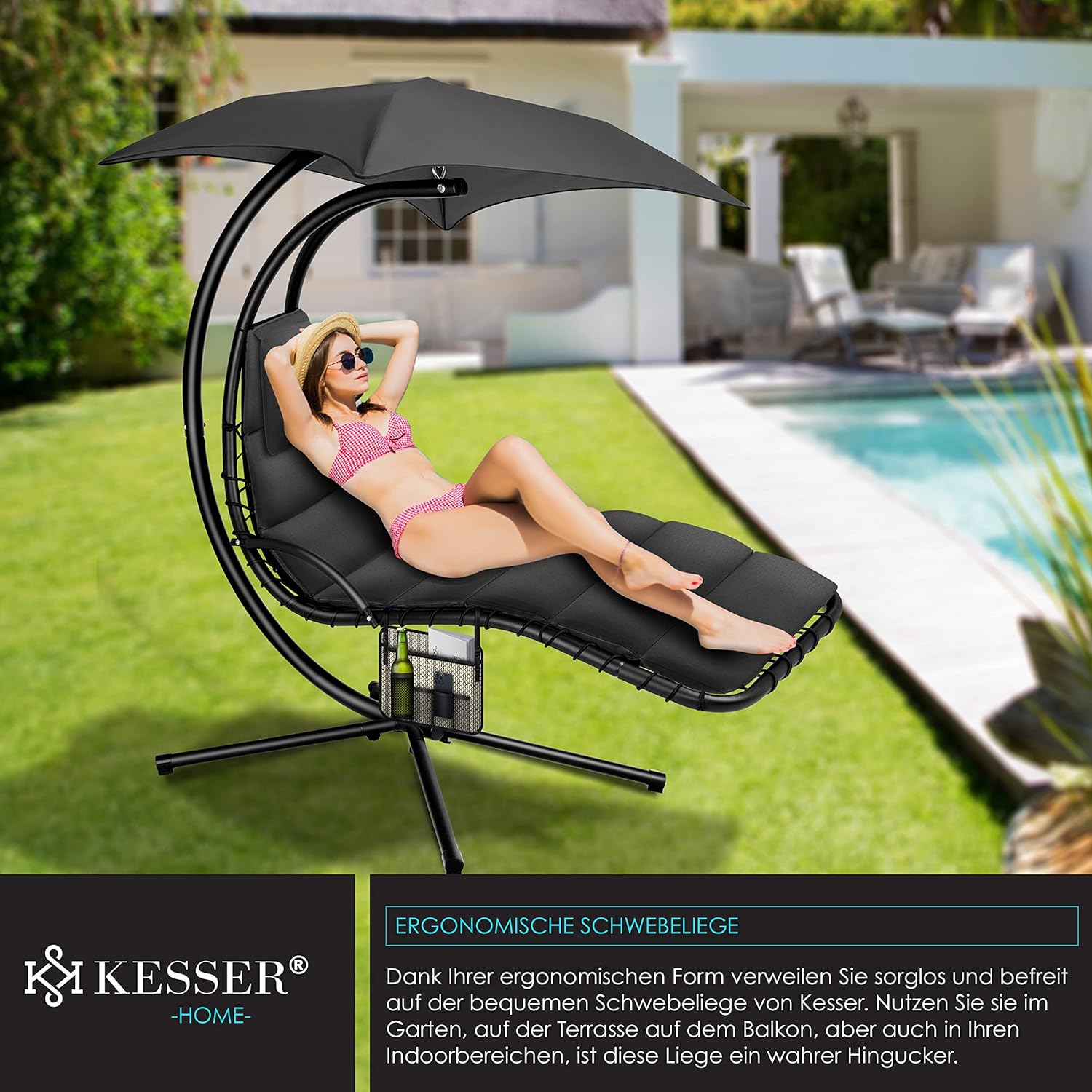 Kesser® Hangstoel - Ligstoel - Ligbed - 200x194x100cm - Antraciet