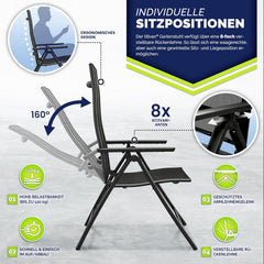Tuinstoel - Ligstoel - Verstelbaar - Opvouwbaar - Zwart - Tillvex®