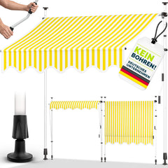 Klemluifel - Balkon luifel - Verticale luifel - 400 cm - Geel/Wit - Tillvex®