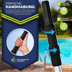 Tillvex® Telescopische stang voor Zwembadnet - Verstelbaar 1,20m-3,60m