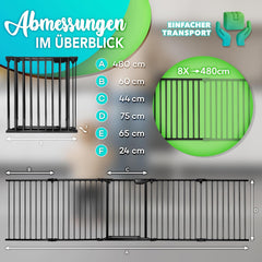 Veiligheidshek - Haardscherm - Hondenhek - 480 cm - Zwart - KIDUKU®