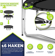 Trampoline beschermhoes - Afdekhoes - 305 cm - Zwart - KIDUKU