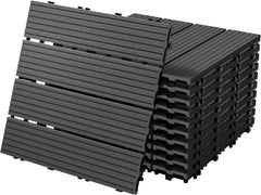 Terrastegels - Vlondertegels - Kunststof - 30x30 cm - 11 stuks - Antraciet - ECD Germany