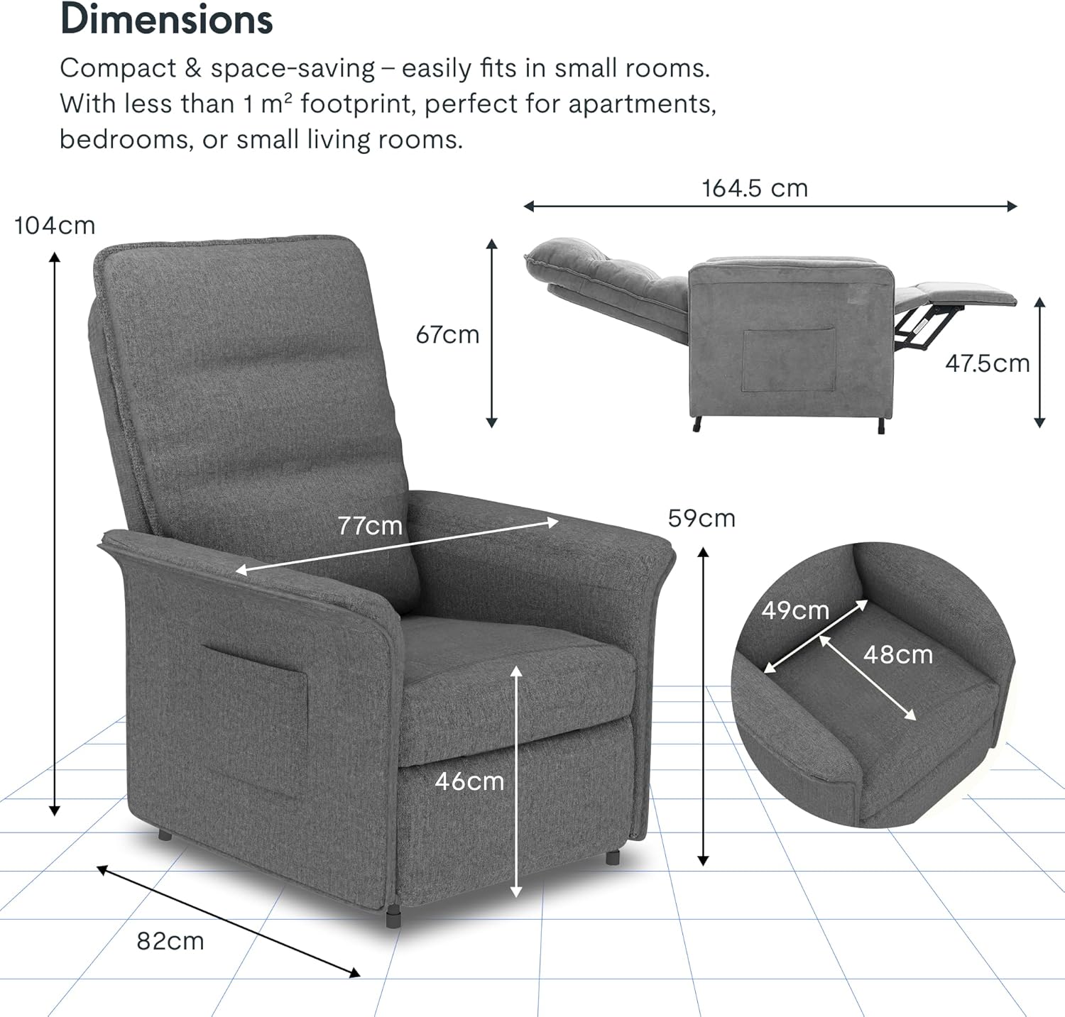 Fauteuil met armleuning - Relaxfauteuil - Relaxstoel - Elektrisch - Lichtgrijs - FLEXISPOT