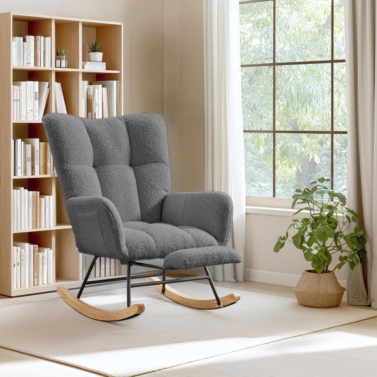 Schommelstoel - Fauteuil met armleuning - Relaxfauteuil - Relaxstoel - Grijs - FLEXISPOT