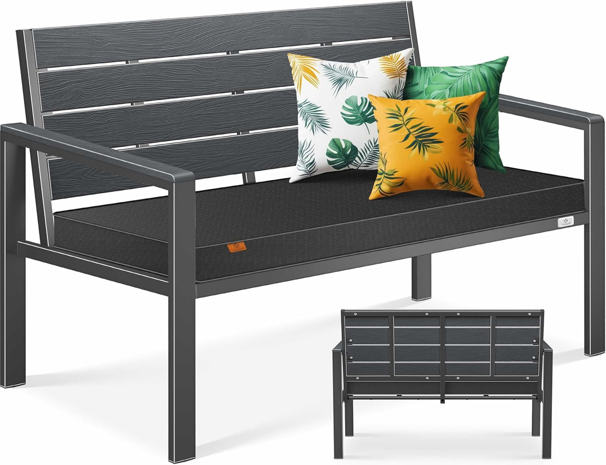 KESSER® Tuinbank met kussen - Zitbank - Weerbestendig - Antraciet