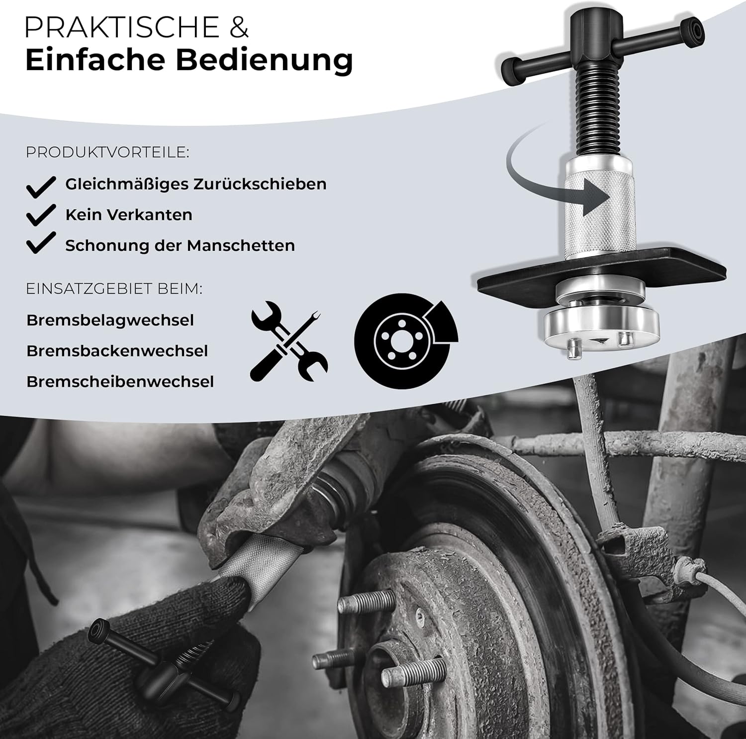 TRESKO Remzuigerterugstel - Zuigerterugstelset - 3-delige Autogereedschapsset