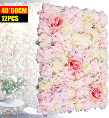 12 stuks kunstbloemenwand, doe-het-zelf achtergrond, rozenwand, kunstbloemen, decoratie voor bruiloftsfeest