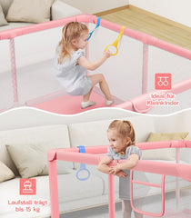Dripex Babybox voor baby's, 124 x 124 cm, box met ademend net, box 210D Oxford-weefsel, playpen, kinderbox, roze