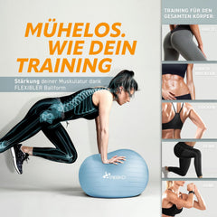 Fitness bal - Yoga bal - Pilates bal - Zwangerschapsbal - 85 cm - Lichtblauw - TRESKO