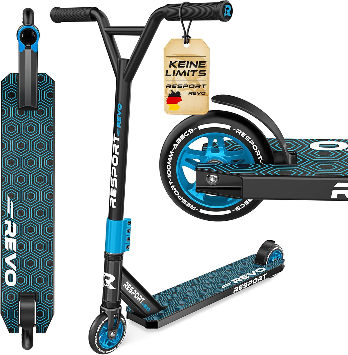 Stuntstep - Voor kinderen en volwassenen - Vouwbaar - Blauw - RE:SPORT