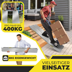 MASKO® 2 x oprijplaat, laadplat, laadrail, verzinkt staal, antislip, 200 kg per stuk, max. 400 kg per paar, voor motorfiets, ATV, quad, auto, aanhangerhelling