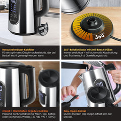 Waterkoker met temperatuurregeling - RVS - met LED - 1.7L - 2200W - Zilver