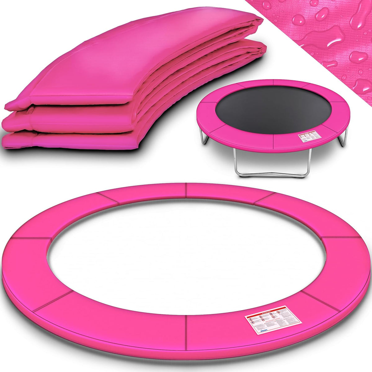 Kiduku Randafdekking voor de trampoline, diameter 366 cm, scheurvast, 100 procent uv-bestendig, veerafdekking, randbescherming, roze