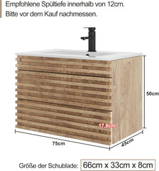 Wastafelkast - Wastafelmeubel - Wastafelonderkast - 75 cm - Bruin - UEV