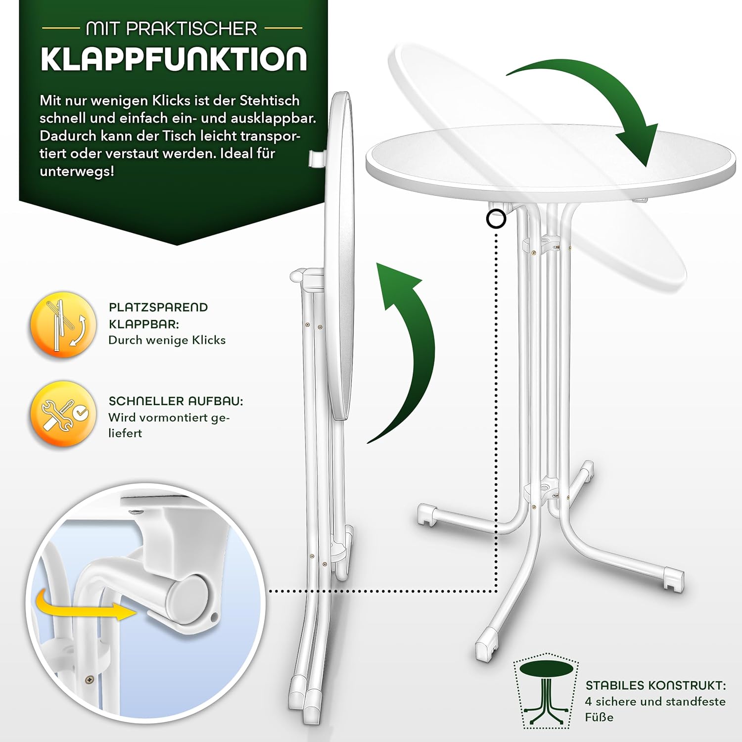 Statafel - Bartafel - Statafelrok - Partytafel - 80 cm - Wit - Tillvex®