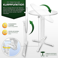 Statafel - Bartafel - Statafelrok - Partytafel - 80 cm - Wit - Tillvex®