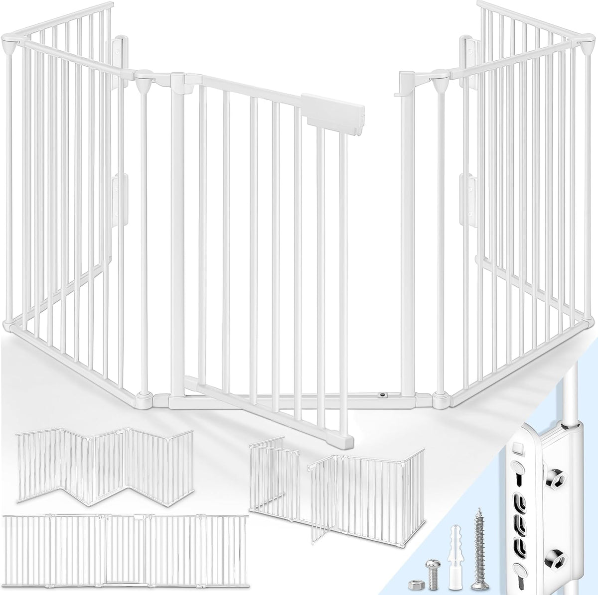 Veiligheidshek - Haardscherm - Hondenhek - 360 cm - Wit - KIDUKU®