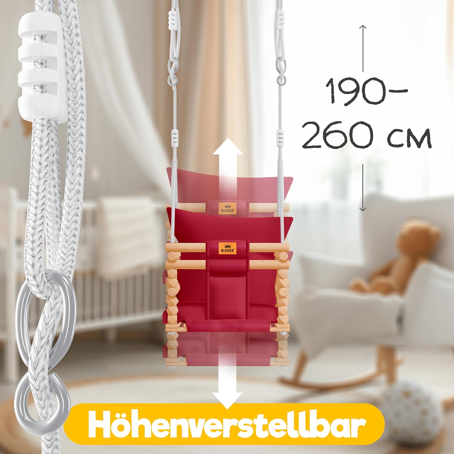 KIDIZ® Babyschommel - Kinderschommel - Baby Swing - Rood
