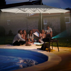 KESSER® LED Parasol - 4,6mx2,7m - Zweefparasol - Draaibaar - Antraciet