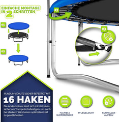 Trampoline beschermhoes - Afdekhoes - 366 cm - Blauw - KIDUKU