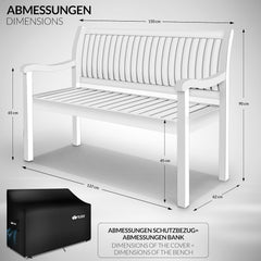 tillvex Houten tuinbank, 3-4-zits incl. afdekking, weerbestendig, 150 cm, massief houten parkbank, 320 kg belastbaar, voor balkon, terras en tuin, wit