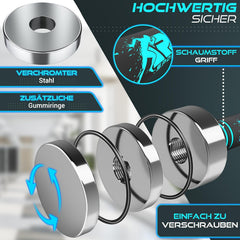 RE:SPORT® 2-delige halterset van massief staal, 2x5kg, korte halter met gewichten en schuimrubberen handgreep, fitness-halters voor thuis, krachttraining en spieropbouw
