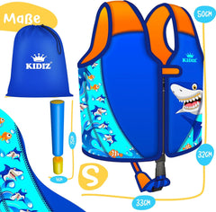KIDIZ® Zwemvest voor kinderen - S - 1-2 jaar - Veiligheidsgordel - Blauw