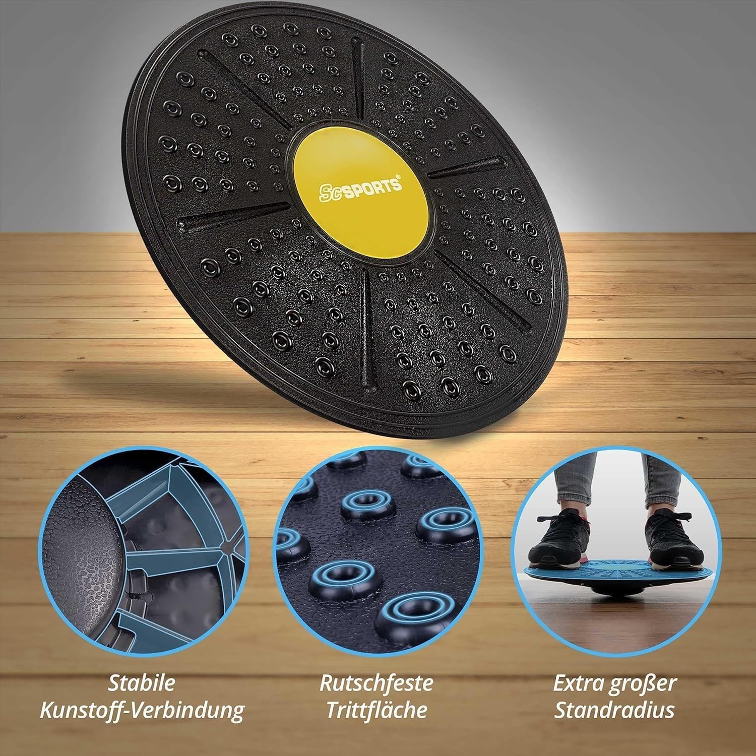 Balansplateau - Balansbord - Ø 35.5 cm - Zwart-Geel