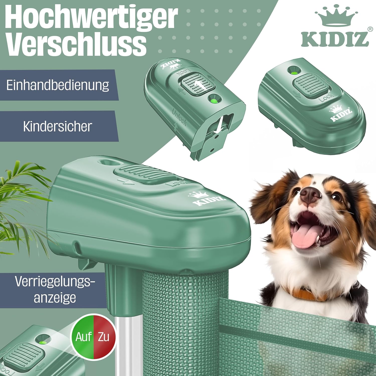KIDIZ® Verstelbaar Traphekje - Veiligheidshekje - tot 180cm - Groen