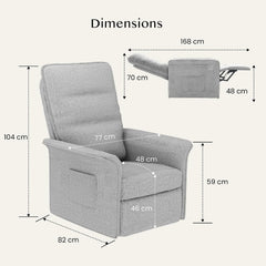 FLEXISPOT Elektrische relaxstoel, verstelbare tv-stoel, televisiestoel met ligfunctie, 105° -155° verstelbare rugleuning, relaxstoel, ergonomisch (lichtgrijs)