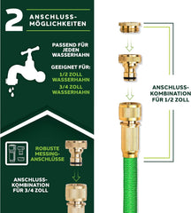 Flexibele Tuinslang - Inc. sproeikop - 22,5 meter - Groen - TRESKO