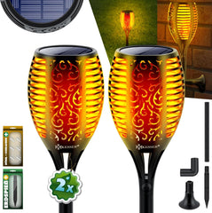 KESSER® 2 Solar Tuinfakkels - Tuinverlichting - Sensor - Zwart