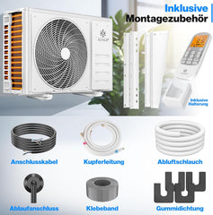 Split Unit Airco - Airconditioning - Warm & Koud - 9000 BTU - Wit - KESSER®