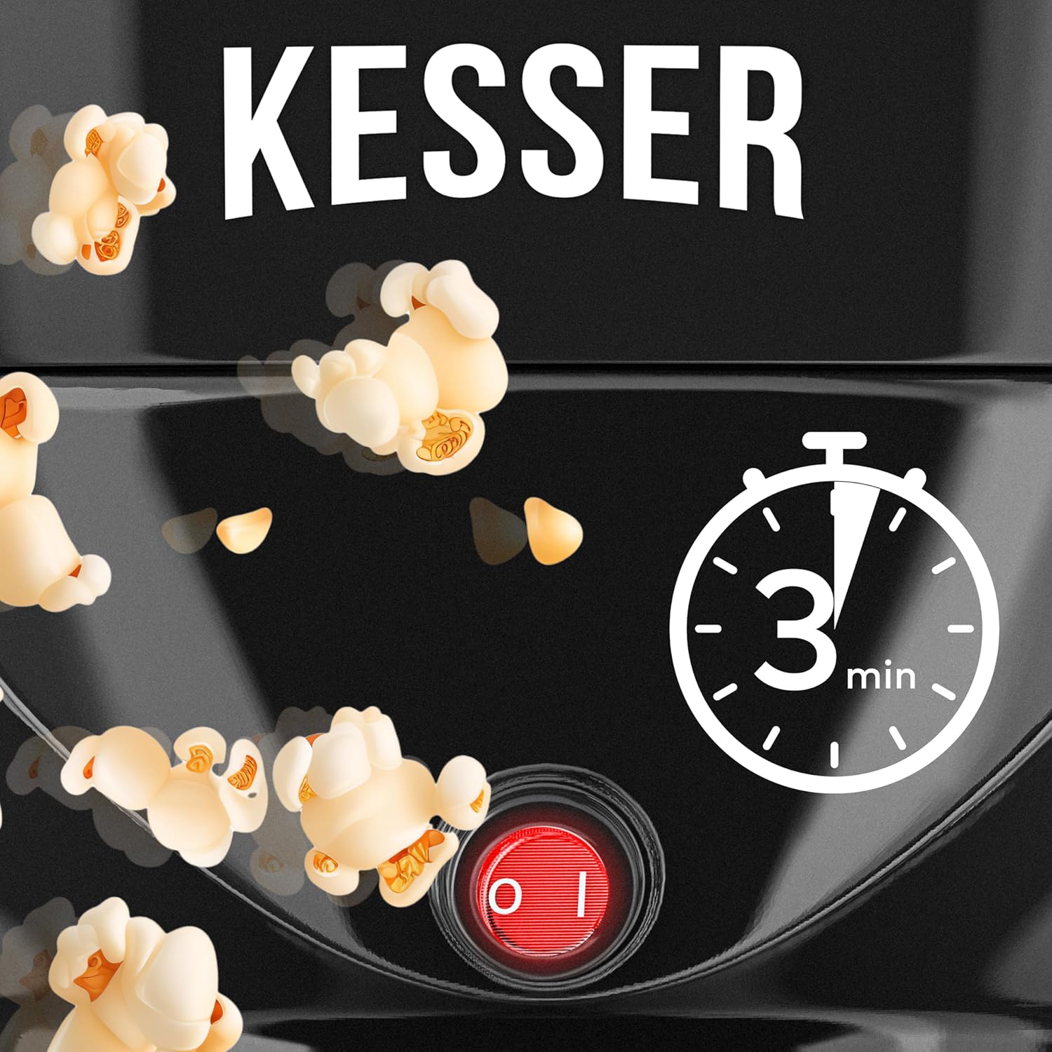 KESSER® Popcornmachine - Popcornmaker - 800W - 5,5L - Zwart