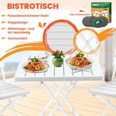 KESSER® Balkontafel - Tuintafel - Bistrotafel - Klapbaar - Wit