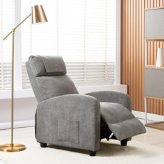 HPIV Relaxstoel, televisiestoel met ligfunctie, massagefunctie, warmtefunctie, massagestoel met afstandsbediening, stoffen ligstoel, lichtgrijs